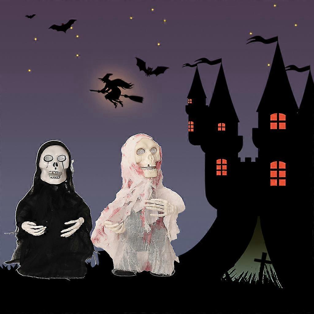 Electronic Dancing Skull Weeping Ghost Scary Halloween Decor Doll Ornaments For Lawn Garden Party Haunted House Prop