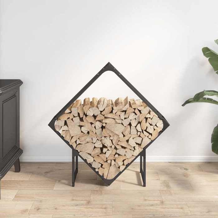 VidaXL Portant de bois chauffage noir 80x25x80 cm, support à bûches de cheminée, support à bûches, support à bûches, 864283