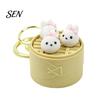 Unique Small Gifts for Friends 3D Printed Mini Animal Steamer Bun Keychain, Clicker Fidget Toy, Simulated Chinese Sensory Toys Anxiety Dim Sum