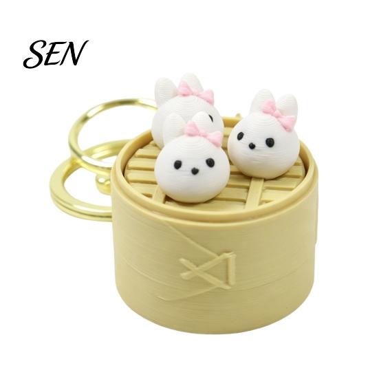 Unique Small Gifts for Friends 3D Printed Mini Animal Steamer Bun Keychain, Clicker Fidget Toy, Simulated Chinese Sensory Toys Anxiety Dim Sum