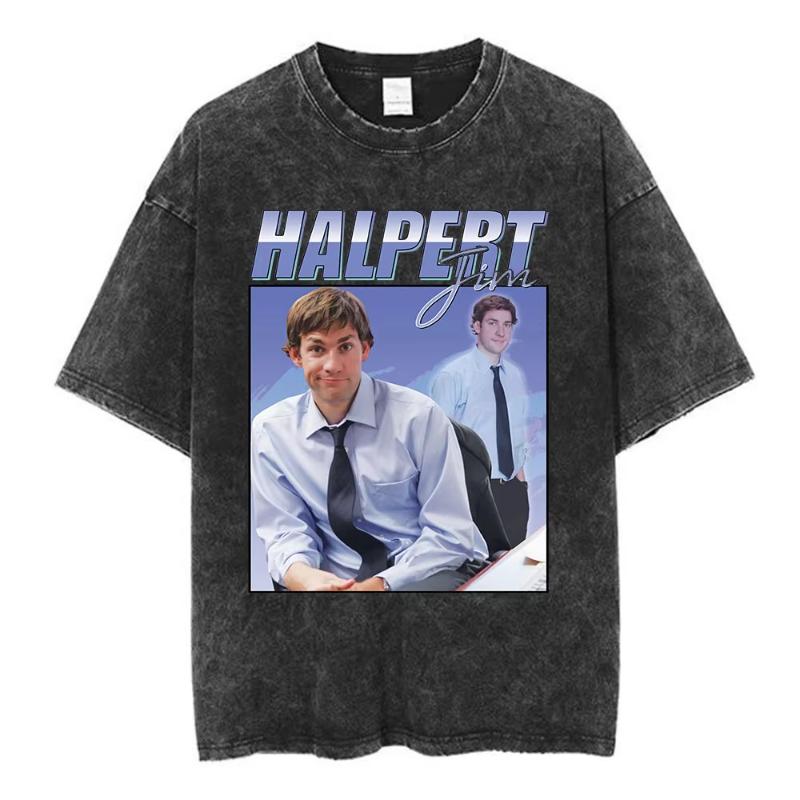TV Series The Office Dunder Mifflin Dwight Tv Show Scranton Washed Tshirts Unisex Cotton Casual Short Sleeves Tee Shirt Streetwear S разноцветный