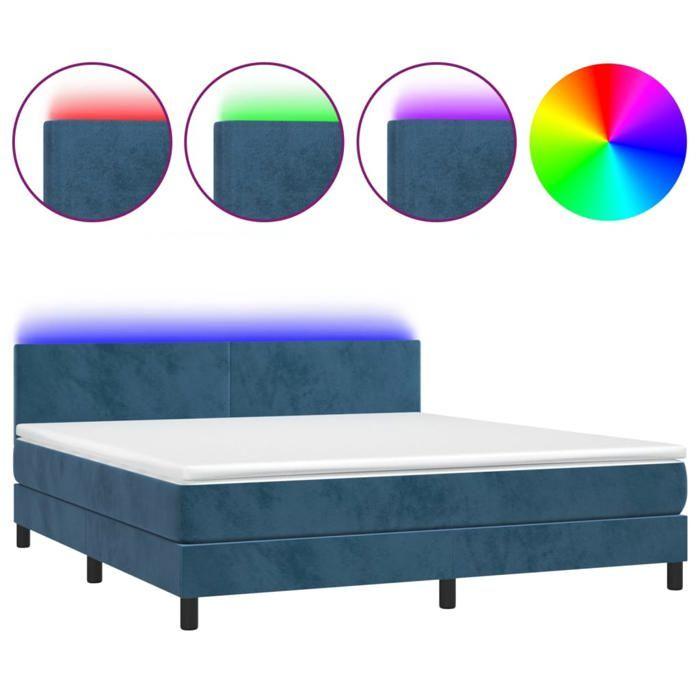 VidaXL Slatted Bed Base with Mattress and LED, Upholstered Bed, Double Bed, Adult Bed for Interior Bedroom, 3134295