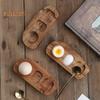 Wood Egg Serving Tray 3-Compartment Wooden Platters with Spoon Dining Egg Tray Holder for Cheese Snacks Desserts Sushi