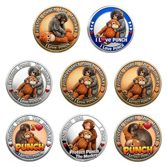 2 Pezzi Moneta Commemorativa Scimmia Doppia?Peluche a Forma di Scimmietta Che Abbraccia, Gettoncino da Collezione, Moneta da Sfida per Supporto Emotivo, Regalo Ispirazionale per