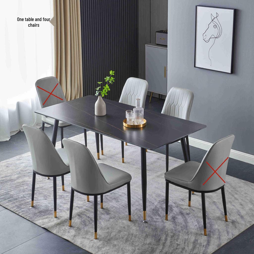 Modern Minimalist Italian Rock Slab Dining Table Set for Small Apartments