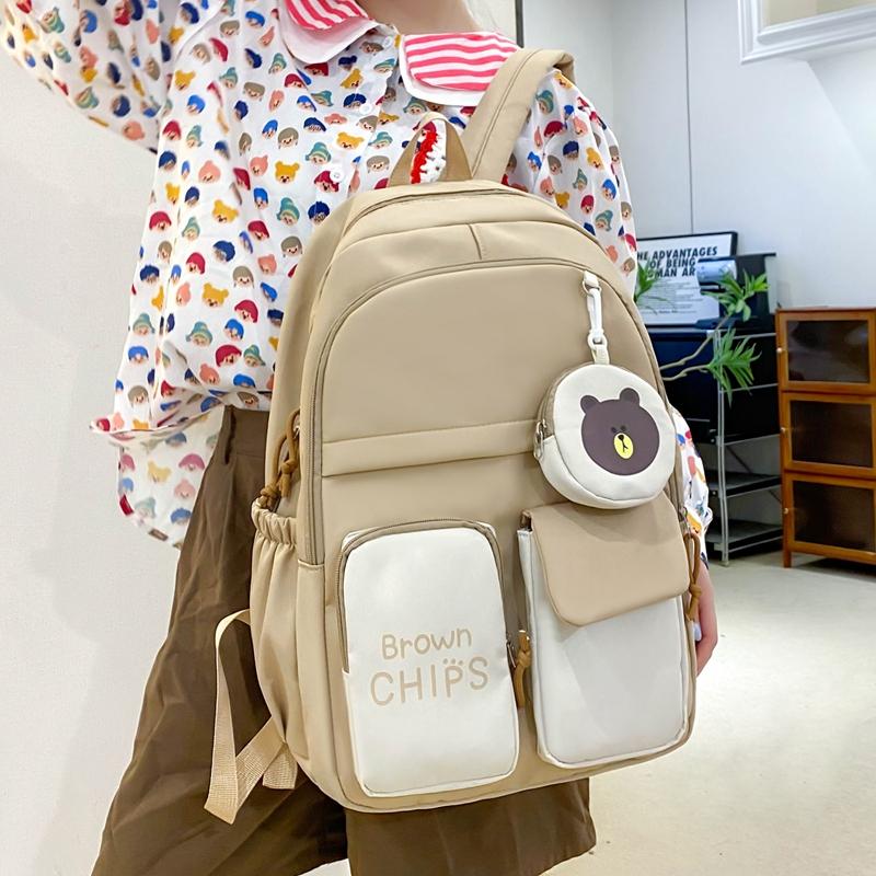 Ensemble de sac à dos en trois pièces, sac d'école à blocs de couleurs, sac à dos de grande capacité pour femme, sac à lettres avec sac à stylos