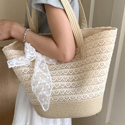 Woven Straw Bag For Women, Summer Beach Tote Handbag Seaside Vacation Beach Bag Women's New Summer Woven Shoulder Bag Large Capacity Straw Bucket Bag