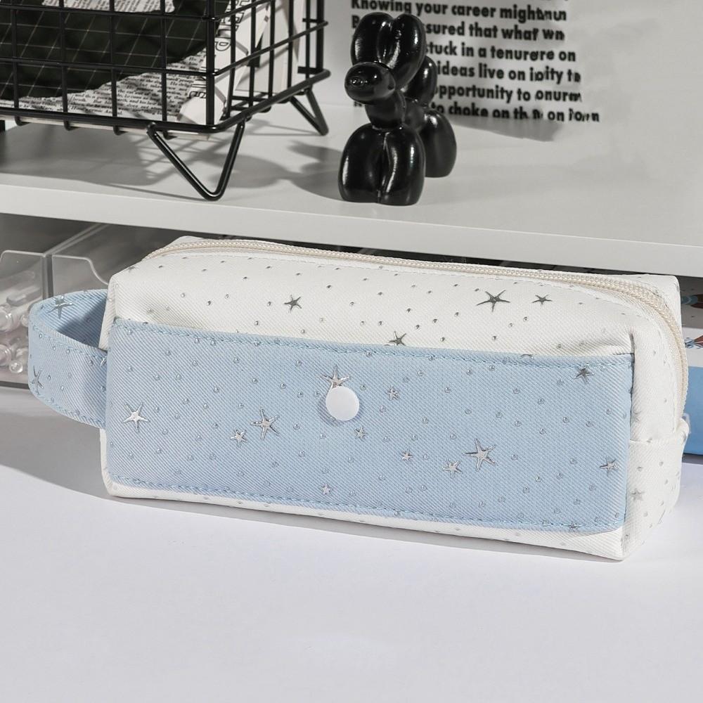 Pencil Pouch Star Dots Pencil Case Handheld Cloth Stationery Bag Korean Style Pen Bag  Office