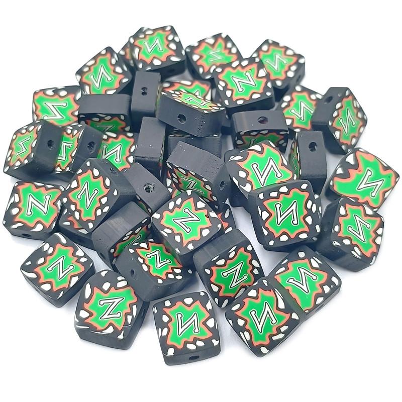 

Бусины с буквами, свободные бусины, квадратные и закругленные бусины с буквами, изготовление ювелирных изделий, 20 шт., мягкая керамика ручной работы, аксессуары для ювелирных изделий «сделай сам», бусины Z