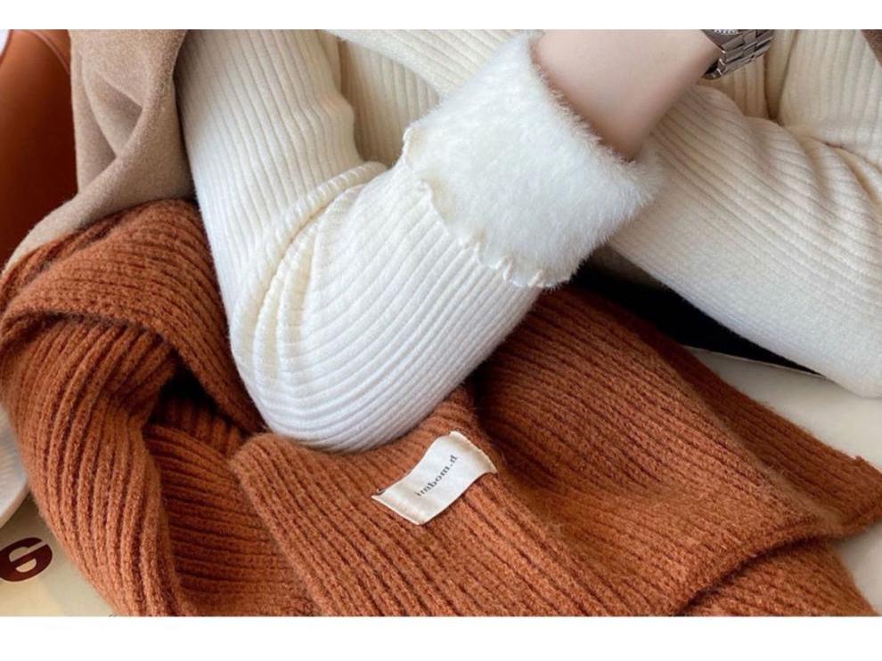 Women's Thick Knit Fleece-Lined Thermal Top - Soft, Warm, Half High Neck One-Piece Winter Layer