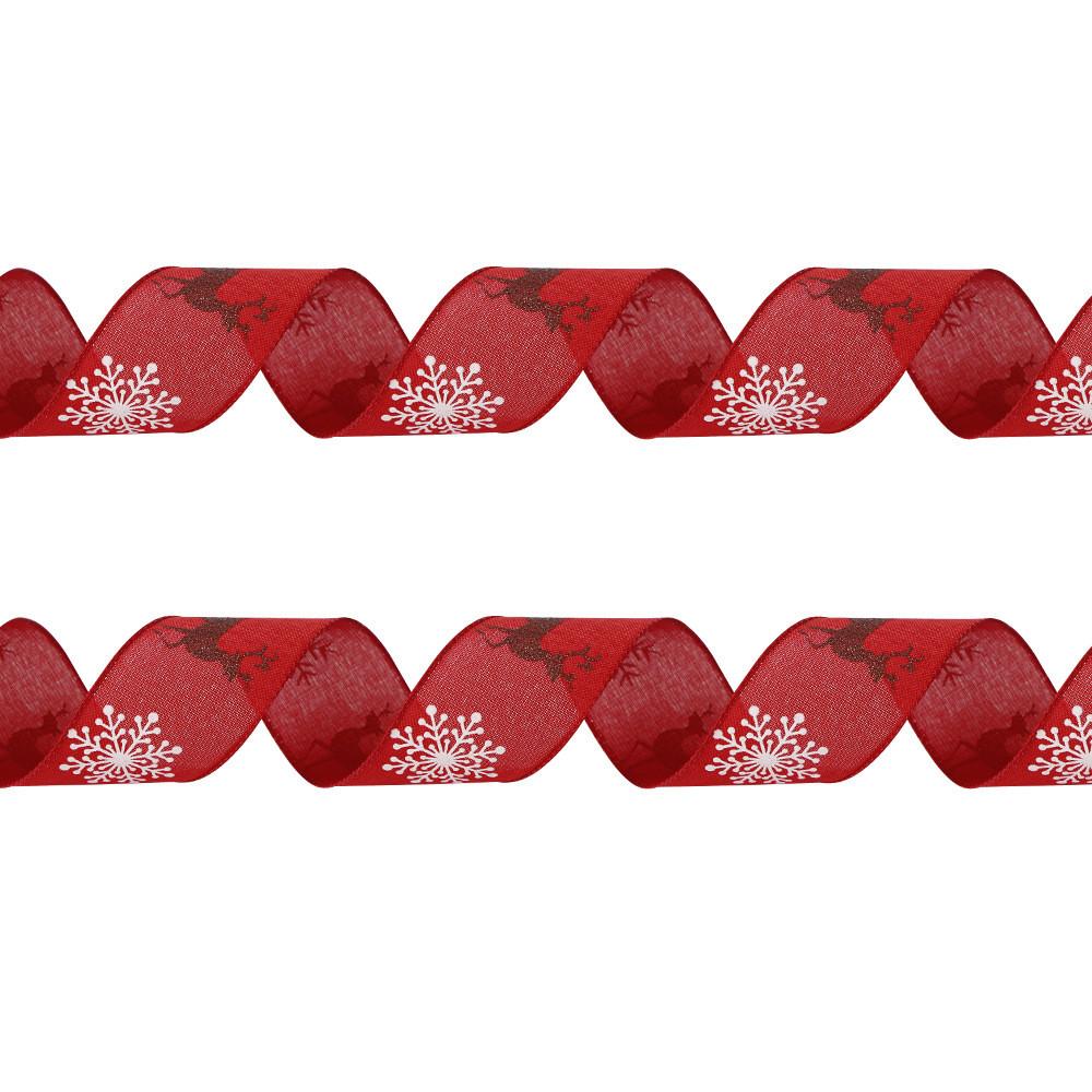 Vibrant Colorful And 2 Meter Long Reindeer Snowflake Ribbon Ideal For Christmas Decoration Tree