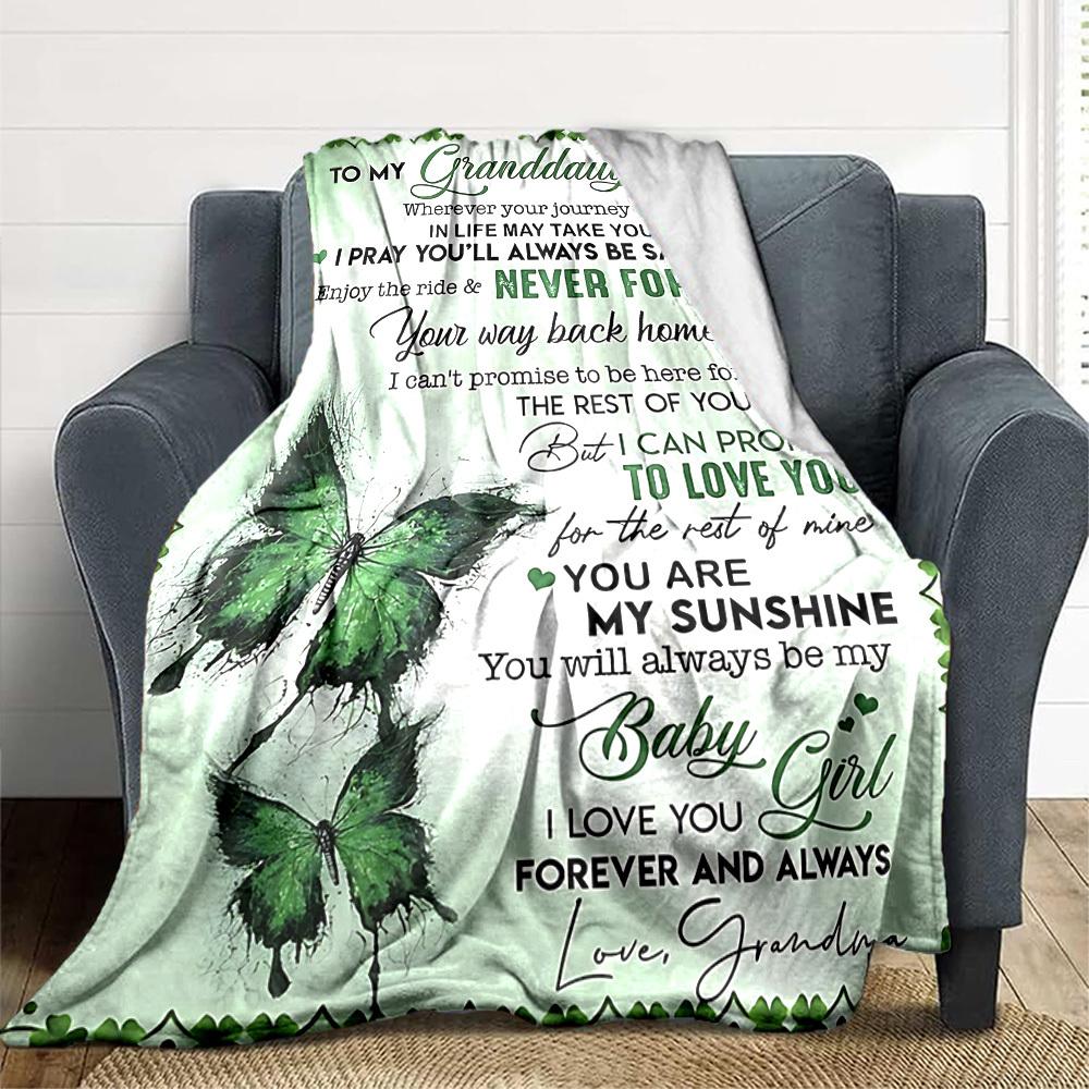 1pc To Granddaughter Love Envelope Blanket, Lightweight Flannel Throw For Sofa, Bed, Travel, Camping, Livingroom, Office, Couch, Chair