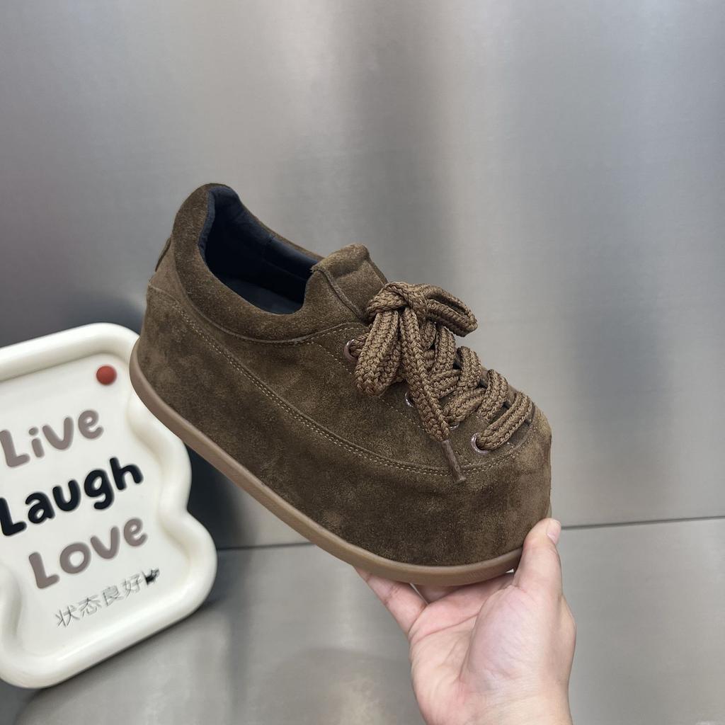 Early Autumn New Fashionable Thick-soled Inner Height Increase Versatile Comfortable Niche Matte Leather Small Casual Shoes