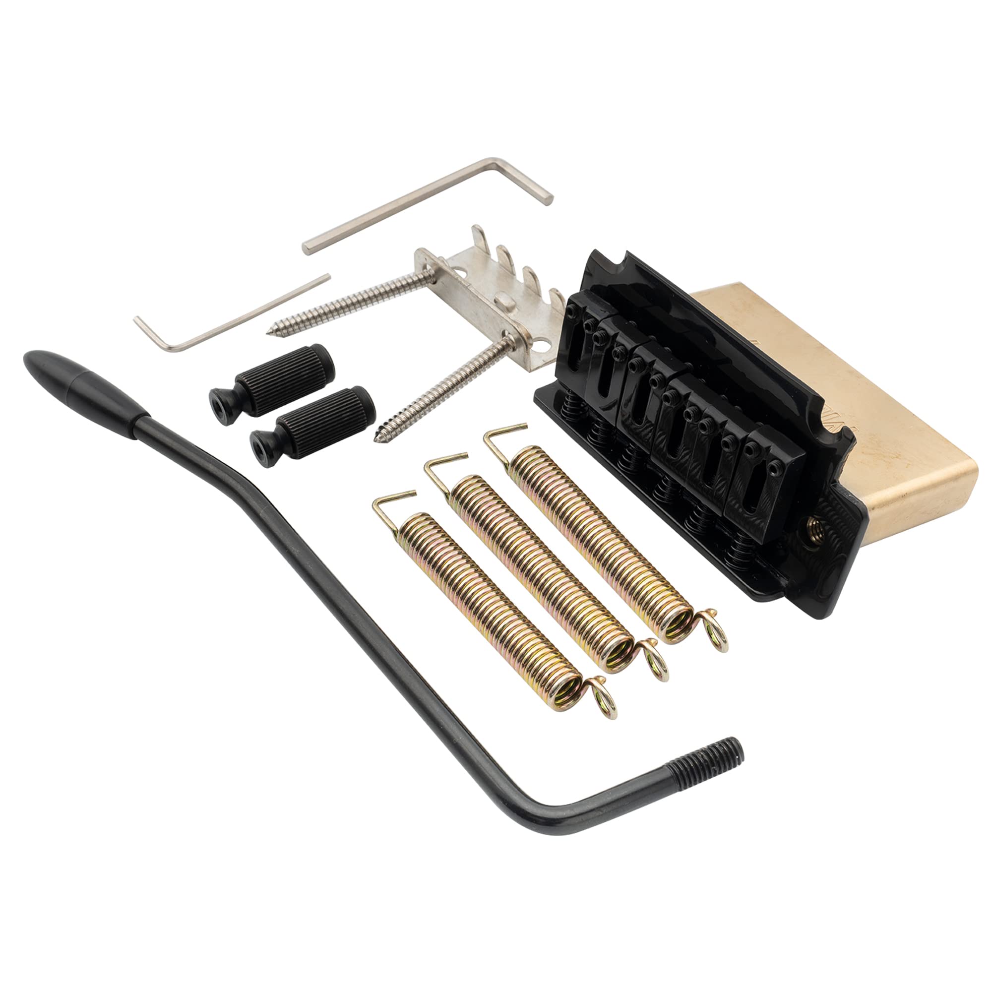 

Musiclily Pro Modern Tremolo Unit Bridge with 40mm Solid Brass Block for Squier Stratocaster Electric Black 10.5mm Two-Point Guitars, чёрный