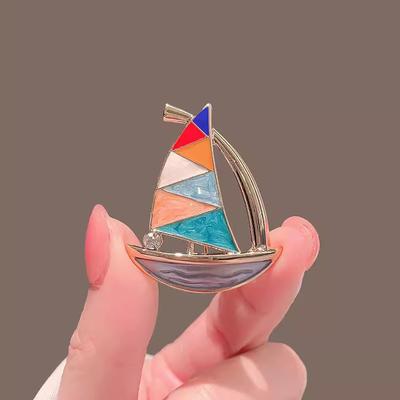 Color Sailing Brooch High-End Femininity Smooth Sailing Brooch Niche High-End Design Pin Suit Accessories