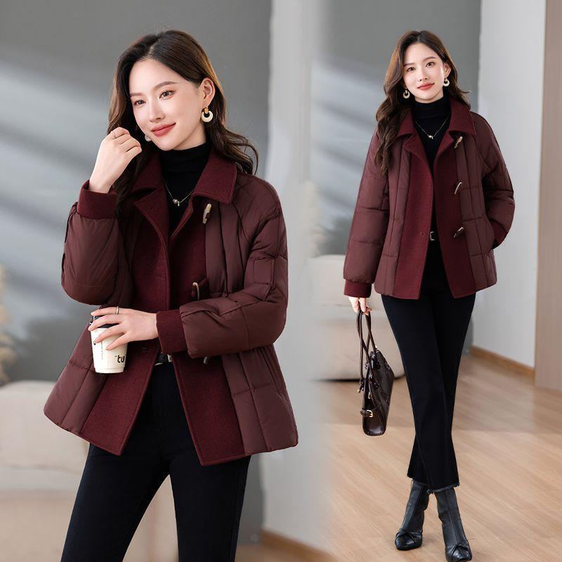 Palton de Iarnă Căptușit cu Bumbac Femei Modă Amestec de Lână Jachetă Largă Doamne de Vârstă Mijlocie Îmbrăcăminte Exterioară Elegantă