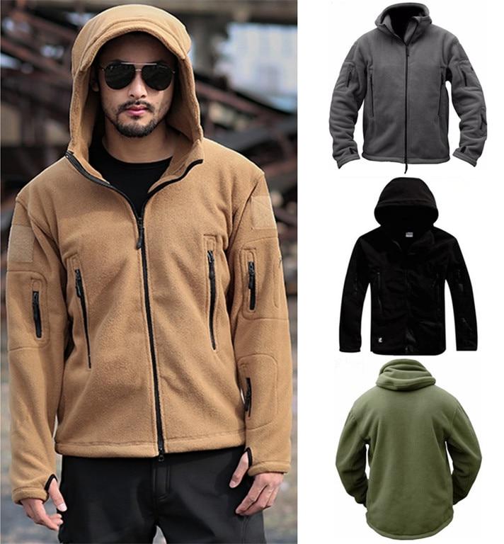 New Military Tactical Outdoor Soft Shell Fleece Jacket Men Army Sportswear Thermal Hunt Hiking Sport Hoodie Jackets