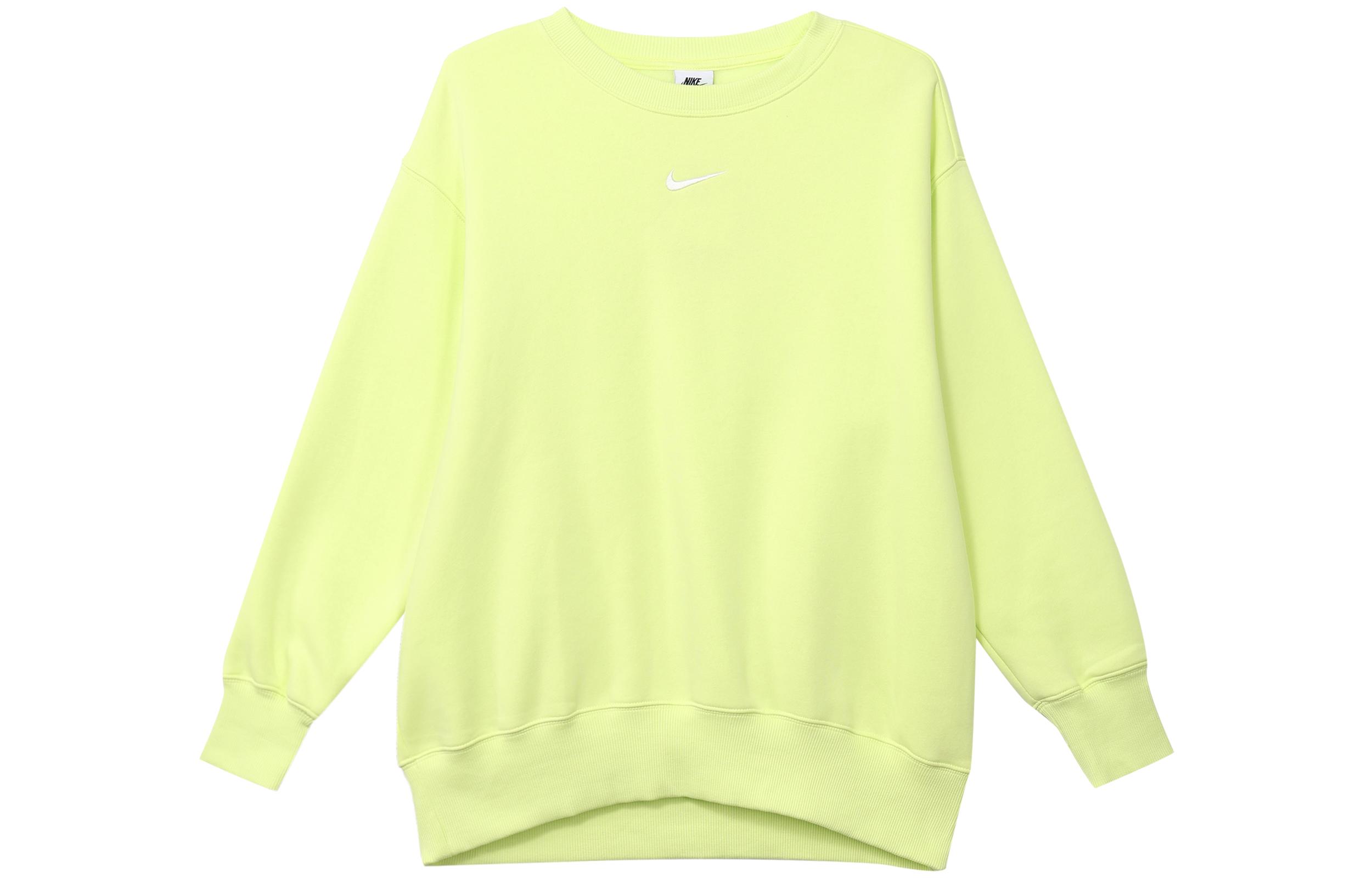 Nike Sportswear Phoenix Fleece Solid Color Crew Neck Fleece Lined Loose Fit Sweatshirt Women s Light Lemon DQ5734-736 S