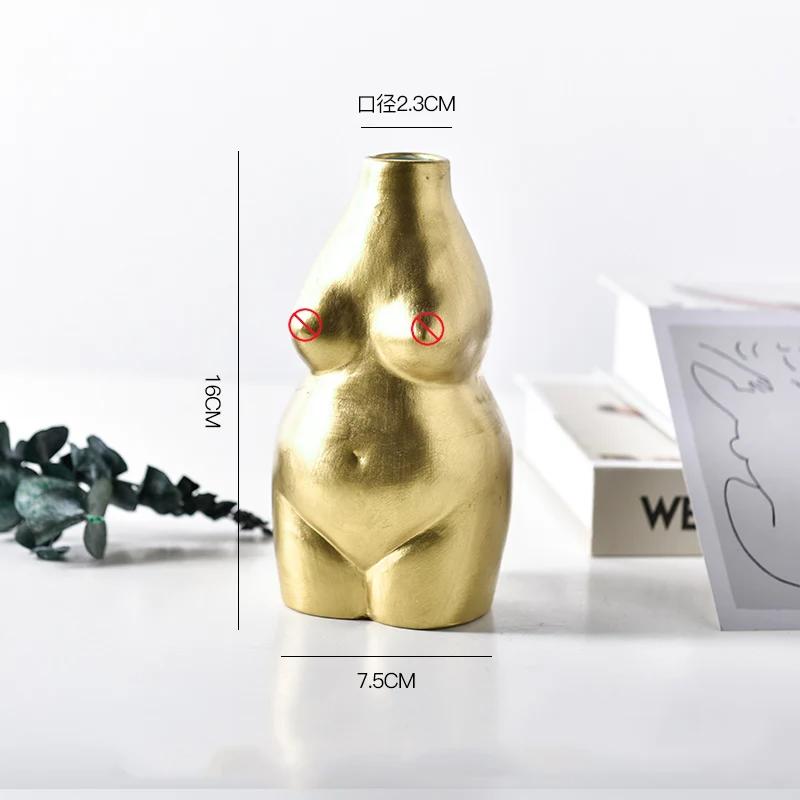 

Resin Vases Body Art Bust Statue Flower Insert Ornaments Frosted Porcelain Crafts Creativity Vase Desk Decor Home Decoration