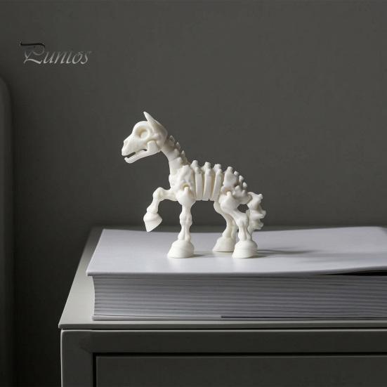 Modern Aesthetic Room Decor 3D Printed Horse Skeleton Figurines, Articulated Ornaments, Movable Joints Creative Desk Toy for Adults Fidgety