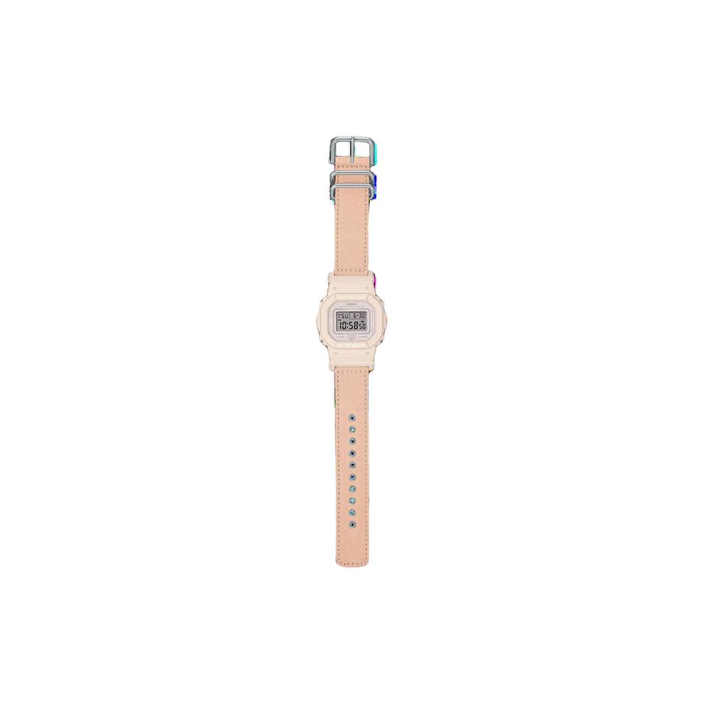Casio Digital Series S5600 Square 200 Meters Waterproof Quartz Movement Cotton Strap Women watches Gray GMD-S5600CT-4JF