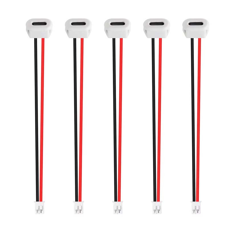 5pcs Type-C Female Chassis Waterproof 2P Wire Type USB C Pigtail Cable Extension Power Cable USB-C Plug To 2 Pin Bare Wire Open