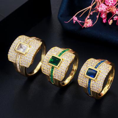 J0109 Micro-Inlaid Zircon Full Diamond Ring, Real Gold Electroplated Jewelry Environmental Protection Ring
