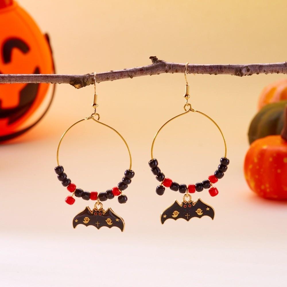Beads Halloween Earrings Circle Ghost Dangle Earrings Creative Pumpkin Hoop Earrings Hipster