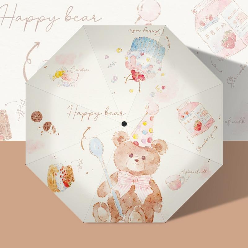 Three-fold automatic umbrella cartoon digital folding umbrella vinyl UV protection sun shade sun umbrella