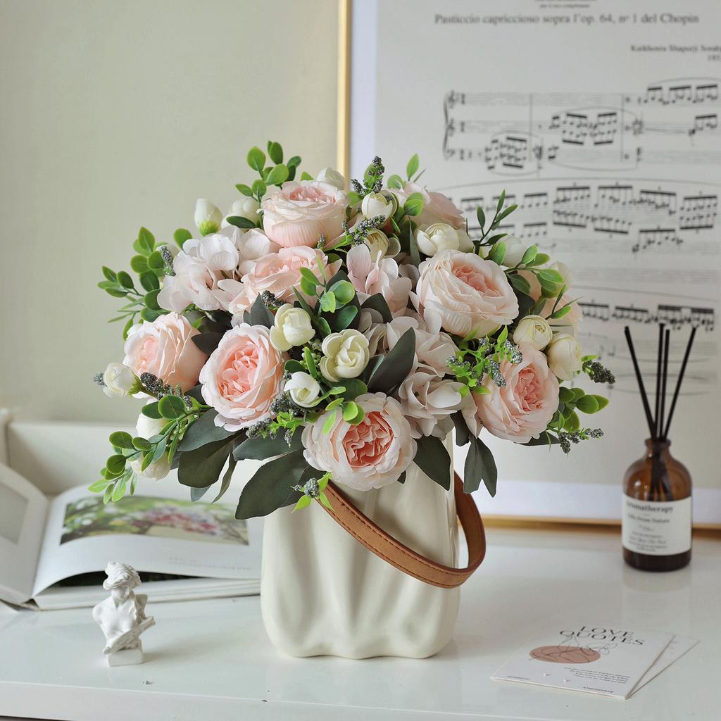 1/3PCS Artificial Flowers Wedding Table Home Bedroom Decoration Bridal Bouquet Garden Fake Silk Peony Hydrangeas Vase Outdoors