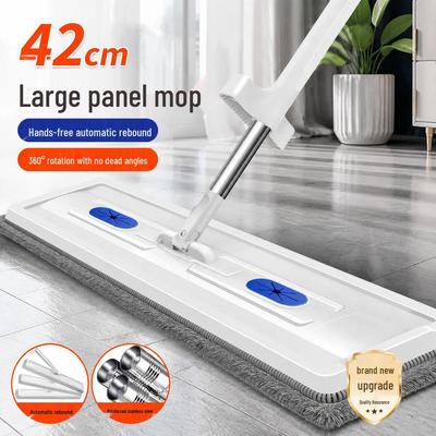 Dual-Use Rotating Flat Mop: Wet & Dry, Hand-Wash-Free for Floor and Tile.