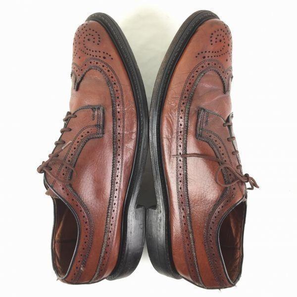Pre-80s USA Vintage Long Wingtip American Brogue Shoes Brown size 9.5D 27.0-27.5 Men's(USED)