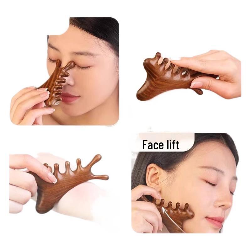 Multifunctional Sandalwood Scalp & Head Massager Comb for Hair Loss and Gua Sha Therapy