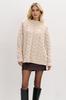 Beige cable-knit sweater with a neckline 36/38