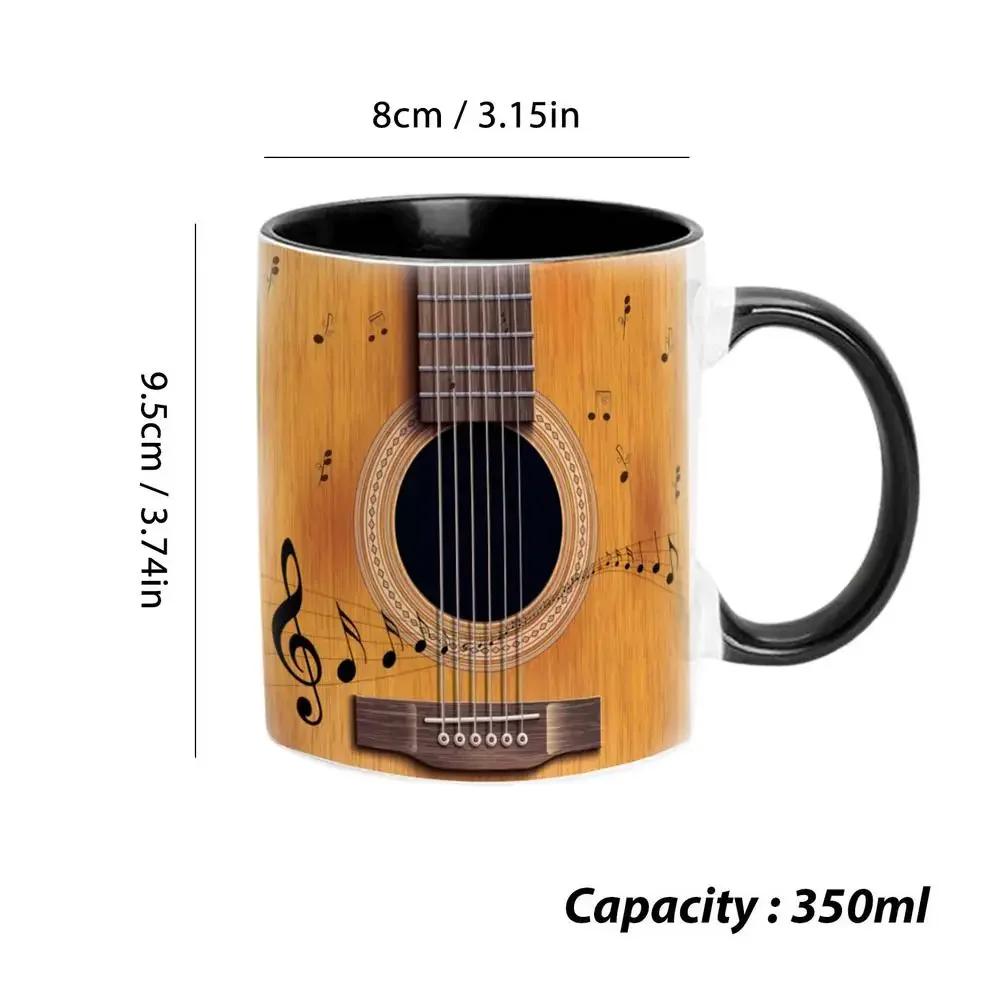 

Music Theme Mug Coffee Mug Guitar Piano Violin Ceramic Cup Comfortable Handle Patterned Drinkware Home Office Desk Tea Cups 350ml