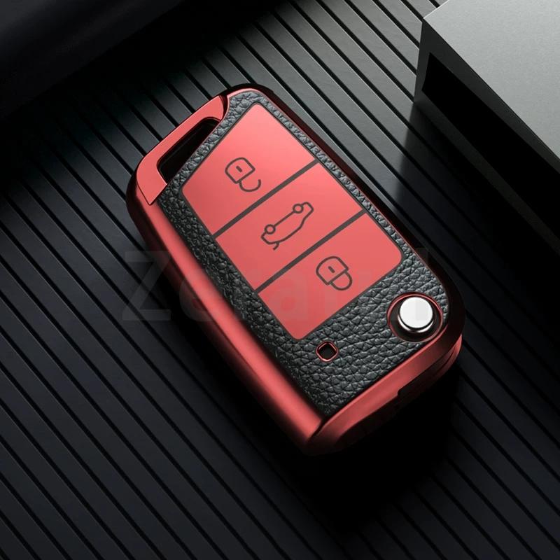 Car Key Cover For Vw Golf 7 Gti Polo T-Cross T-Roc Touran Tiguan Skoda Octavia Rapid Kodiaq Fabia Seat Ibiza Leon Ateca Arona