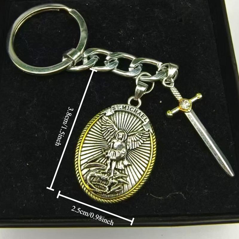 1pcs Pendant Archangel Pendant Necklace Alloy Jewelry Necklace Vintage Cross Keychain Pendant Zinc Alloy Metal Keychain