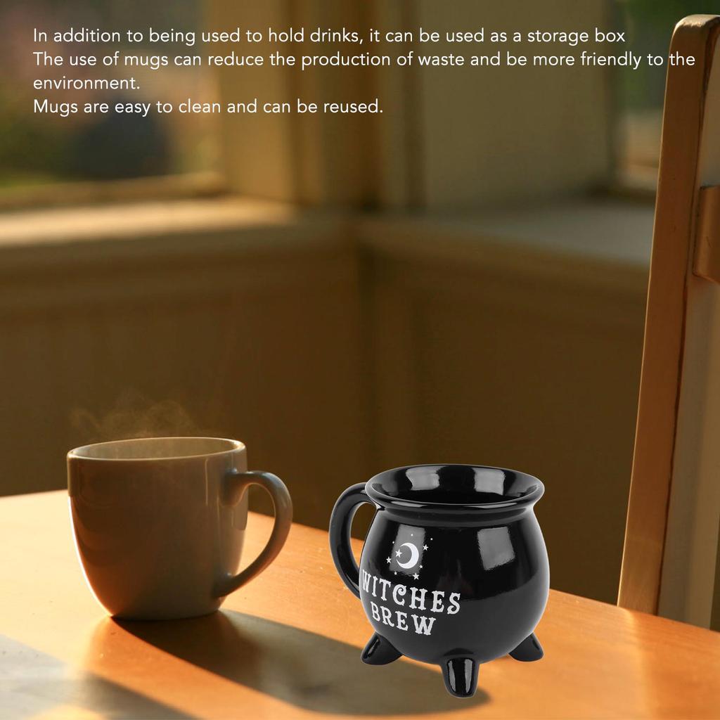 Witches Cauldron Mug 300ml Sealed Witchy Black Cauldron Mug for Halloween Decor Tabletop Decoration Witchy Black Cauldron Mug