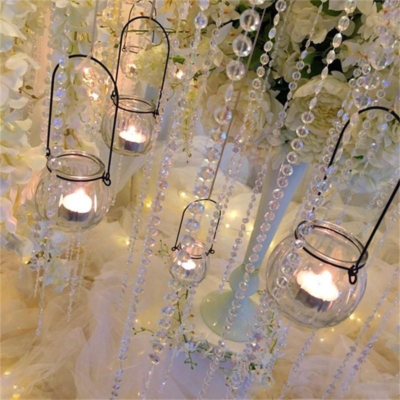 Acrylic Crystal Bead Garland Roll Tangle Free Iridescent Clear Finish for Baby Shower Bridal Party DIY Crafts