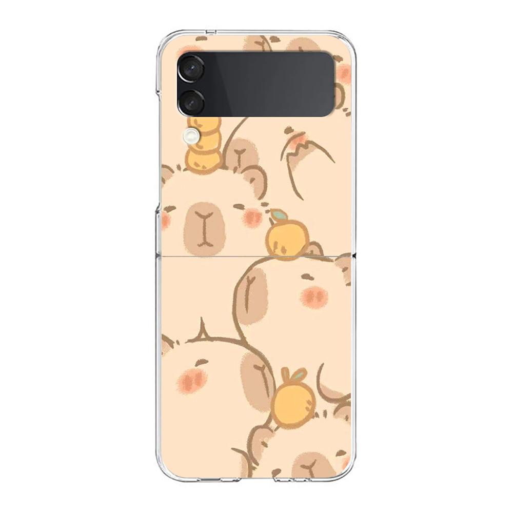 

Cartoon Animal Capybara Couple Paired Phone Case For Samsung Galaxy Z Flip 3 4 5 Hard Folding PC For Samsung Z Flip 6 Cover Samsung Z Flip 4