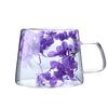 High Appearance Double Layer Petal Quicksand Glass Cup with Real Dried Flowers