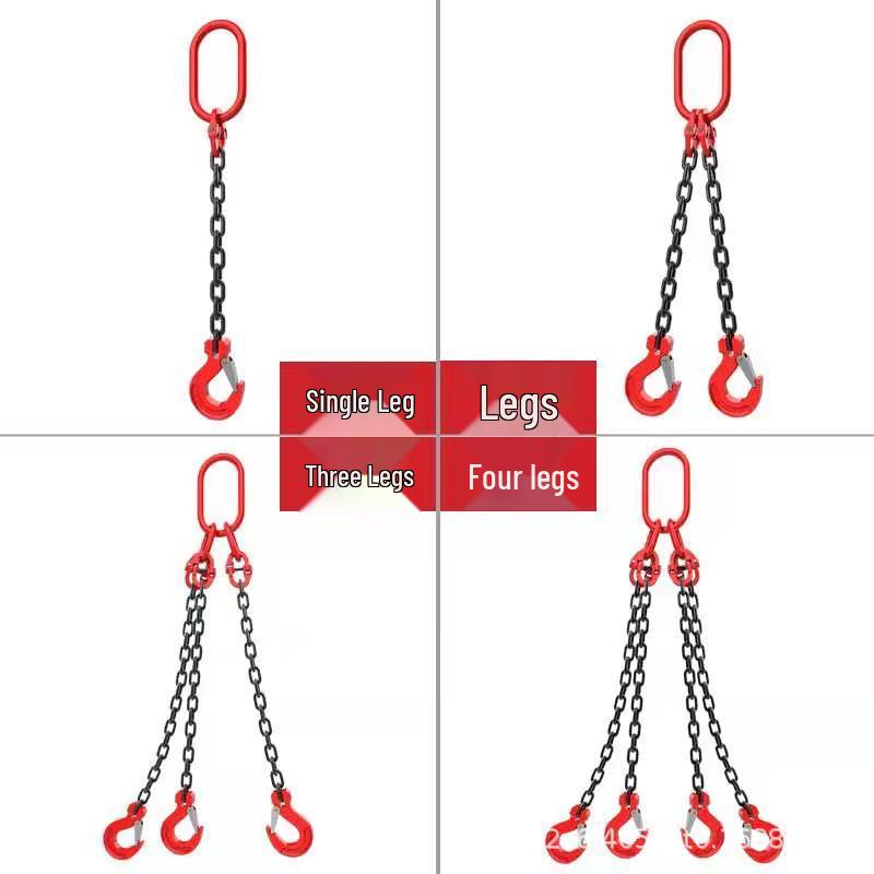 Lifting Chain Sling Set with Four Legs and Two Hooks - Grade 80 Manganese Steel Rigging