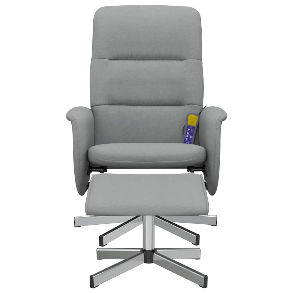 Vidaxl Reclining Massage Chair with Footrest, Light Gray, Fabric