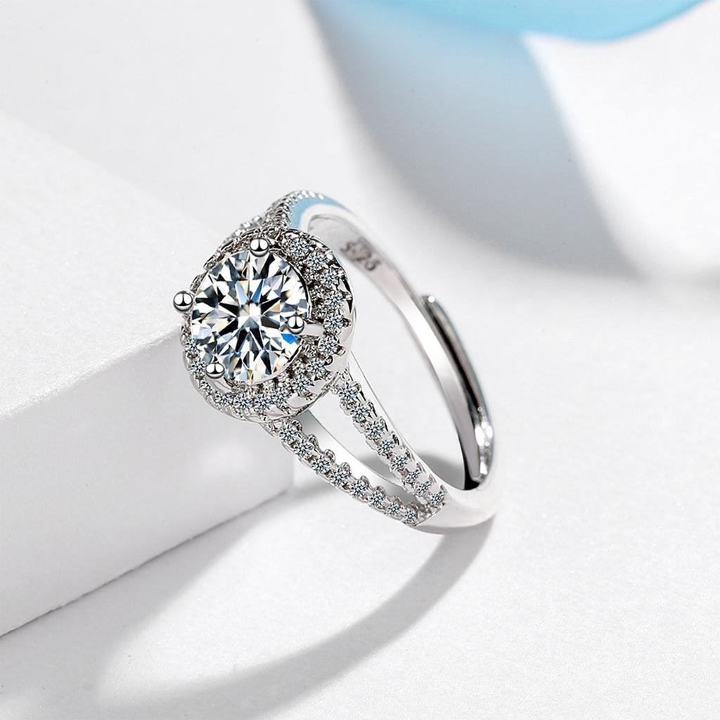 Ring For Women Zirconium Diamond Wide Face Women's Ring Opening Adjustable