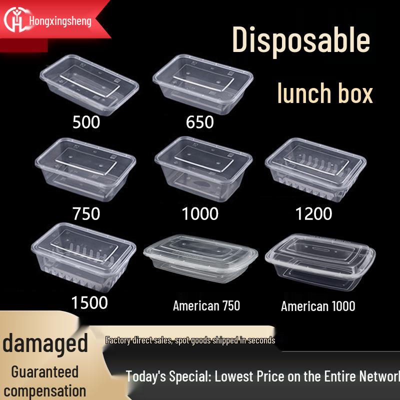 Thick Clear Disposable Rectangular Bento Box with Lid - Food-Grade Plastic