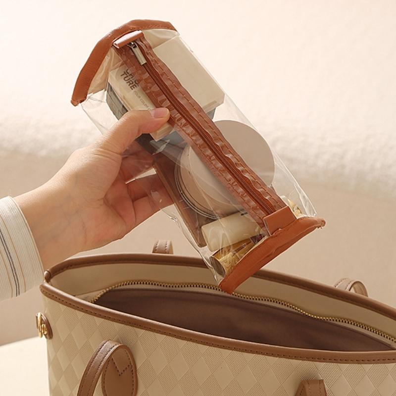 Large Capacity Portable Storage Pouches For Cosmetics Toiletries With Removable Dividers And PVC Materials