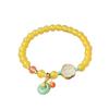 Natural Yellow Chalcedony Agate Bracelets - Chinese Style DIY Beaded Ornaments