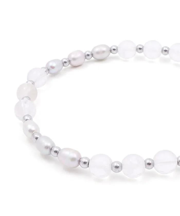Clear Quartz & Pearl Butterfly Point Bracelet (PLT-BR-094_GR)