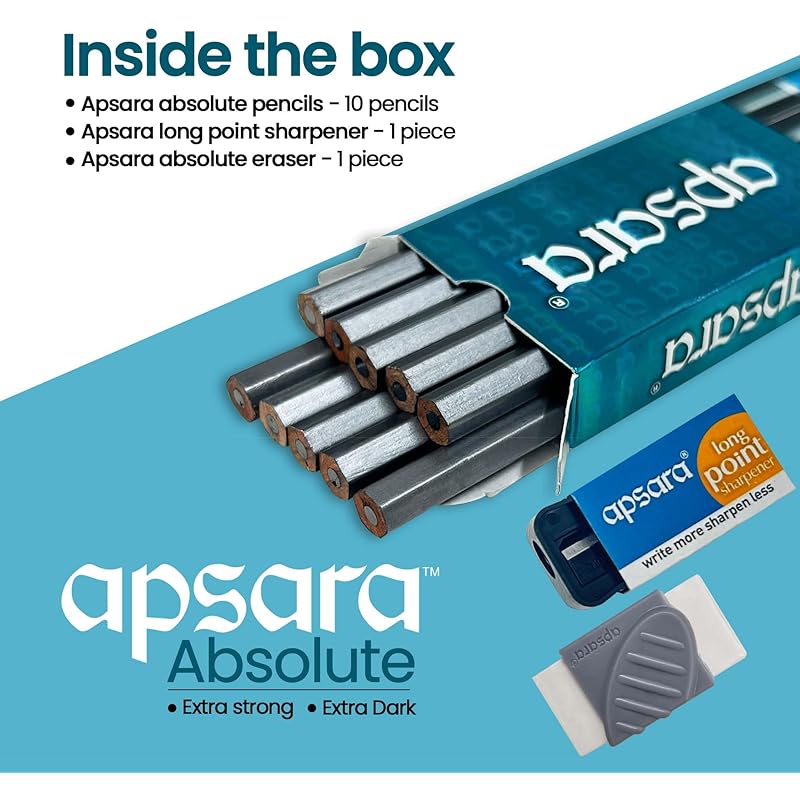 

Apsara Absolute Extra Dark Pencils-Pack Of 10|Black 101 серый