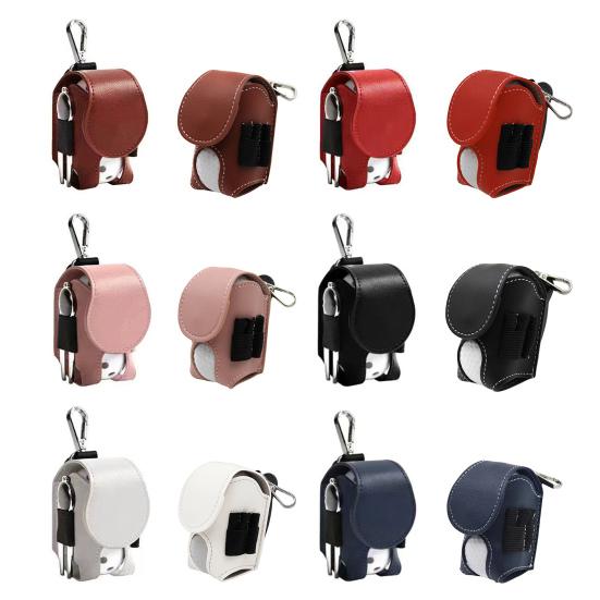 Golf Ball Waist Bag with Clip Waterproof Faux Leather Golf Ball Tee Tools Accessories Organizer Pouch Holder Men Women Golf Enthusiasts Gift